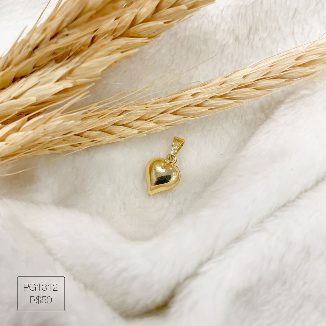 Pingente de Coração Gordinho Liso P Dourado